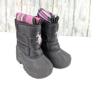 US Polo Assn Black & Pink Lil Summit Snow Boots retro gorpcore y2k 90s vintage